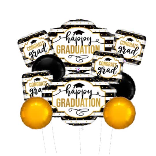 Graduation Stripes Foil Balloon Bundle